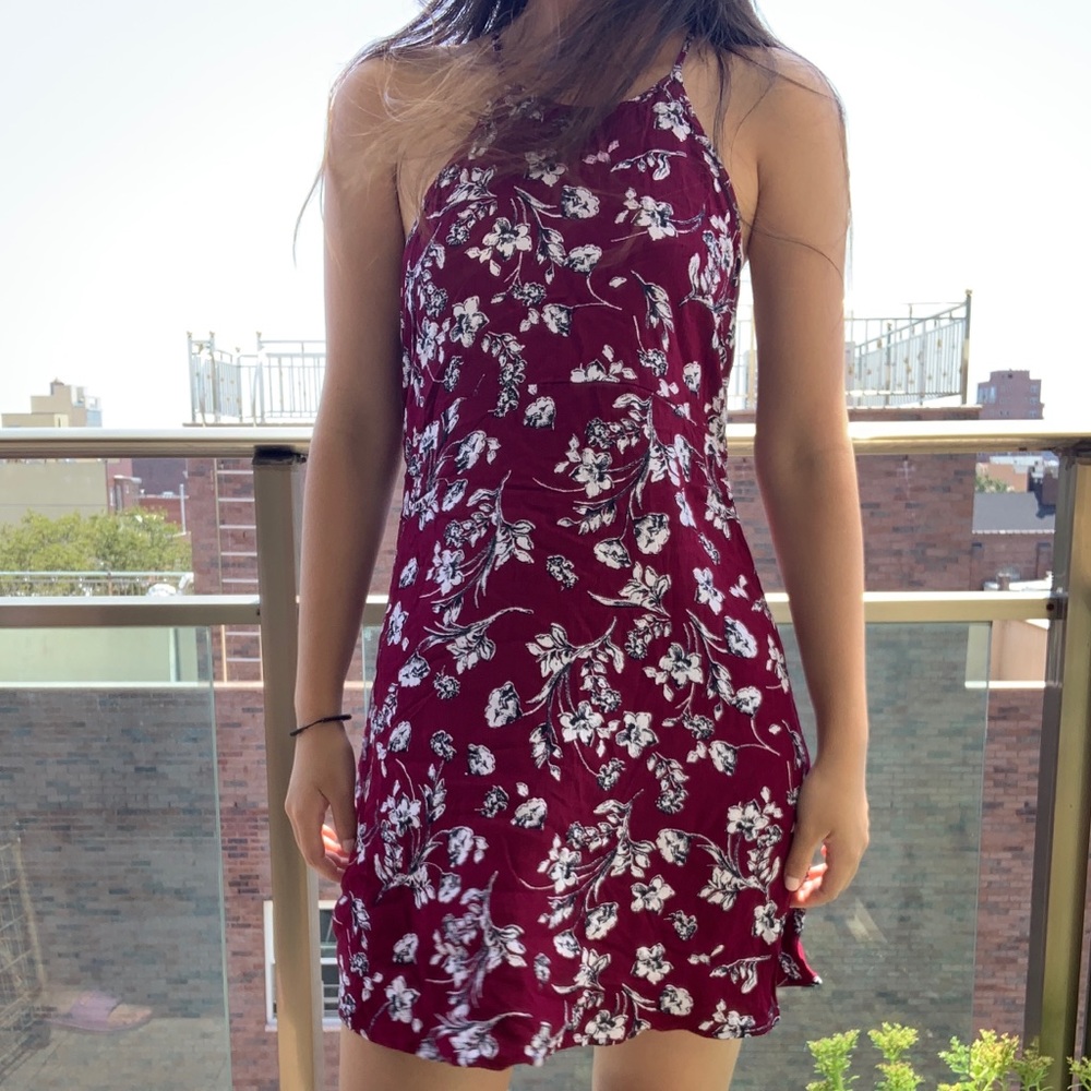 Floral burgundy dress